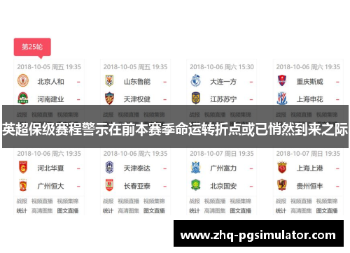 英超保级赛程警示在前本赛季命运转折点或已悄然到来之际